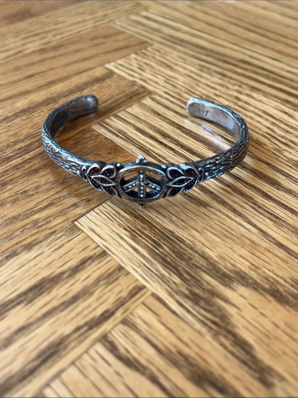 Lucky Brand Silver-Tone Cuff Bracelet with Red Accents